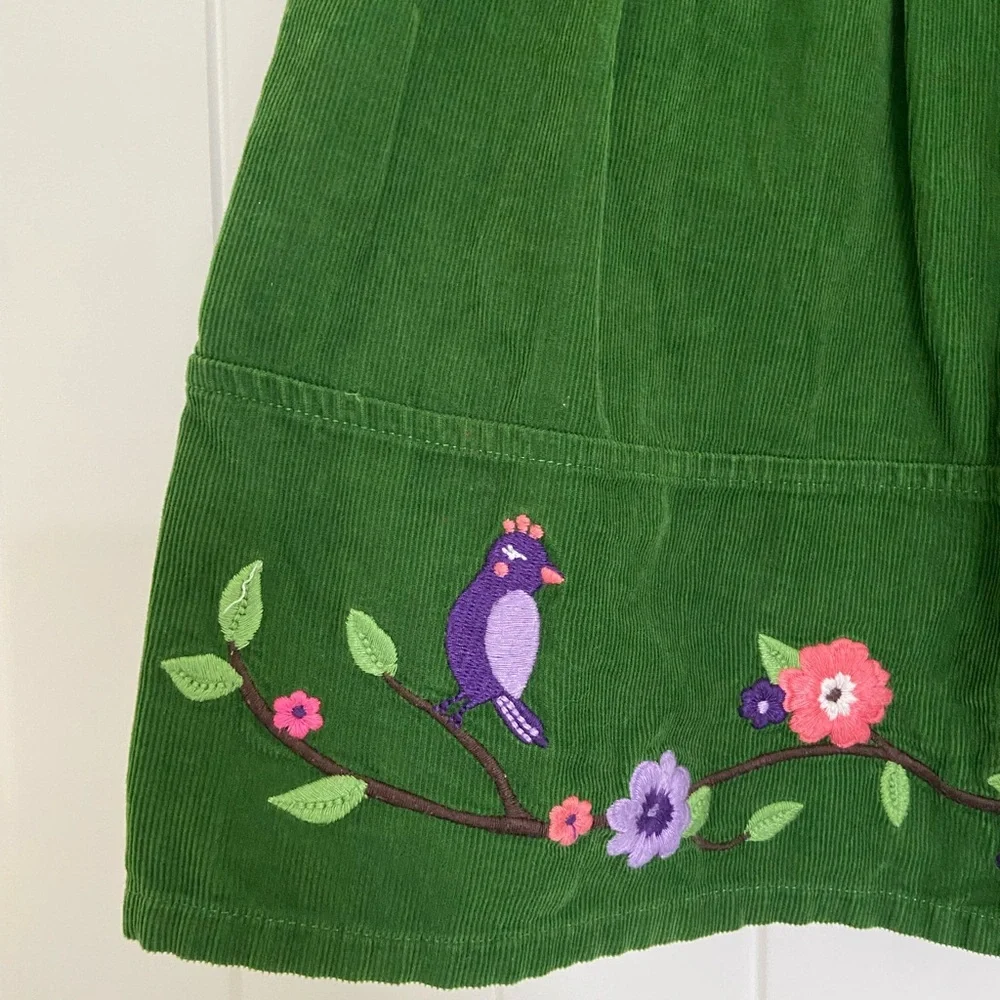 NWOT Gymboree girl’s‎ green soft corduroy elastic waist embroidered floral skirt